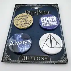 Set of 4 Harry Potter Pins Buttons Always Solemnly Swear Expecto Patronymic!
