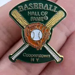 Baseball Hall of Fame Cooperstown, NY Enamel Pin - Crossed Bats