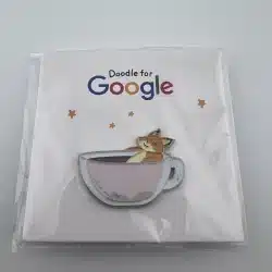Doodle for Google Fox in Tea Cup Lapel Pin
