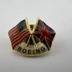 Boeing US & UK flags aircraft pin badge rare