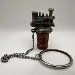 Vintage WTU Train Locomotive Bottle Stopper Cork Chain Ring