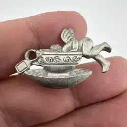 Vintage Baby Angel Falling Into A Tea Cup Lapel Pin