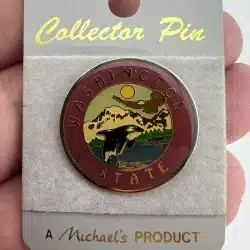 Vintage Washington State Lapel Hat Pin With Eagle And Orca