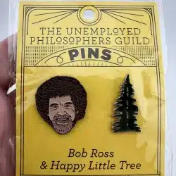 Bob Ross Smiling Face & Happy Little Tree Metal Lapel Pin