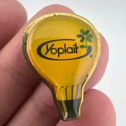 Yoplait Brand Yogurt Yellow Hot Air Balloon Lapel Hat Pin - Used