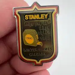 1988 Calgary Winter Olympic Games Stanley Brand Advertising Lapel Hat Pin