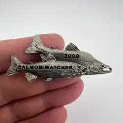 2009 Salmon Watcher Lapel Hat Pin by Creative Castings