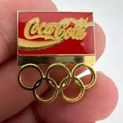 Vintage Coca-Cola and Olympic Rings Lapel Hat Pin - Used
