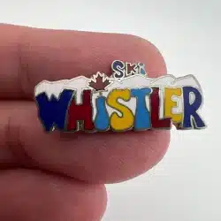 Colorful Ski Whistler Lapel Pin Brooch with Maple Leaf