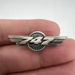 Boeing 747 Wings Lapel Hat Pin Back - Silver/Bronze Tone Metal - New In Bag