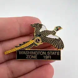 Washington State Zone 19F1 Lions Club Brooch Pin With Pheasant - Used