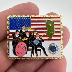 N. O. 77 BAND MUSIC USA FLAG NEW JERSEY LIONS CLUB Lapel Pin