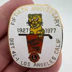 Vintage Lions Club Pin 50th Anniversary 1977 Griffith Park 4L-1 Los Angeles