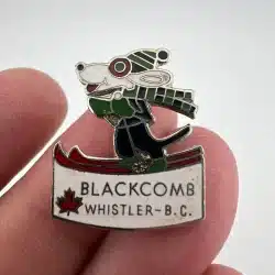Blackcomb Whistler B.C. Dog Skiing Lapel Hat Pin - Marked / Aged