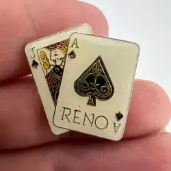 Vintage Reno Nevada Souvenir BlackJack Enamel Lapel Pin by Gift Creations