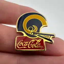 1985 Vintage NFL Coca Cola X LA Rams Pin by Peter David - Used