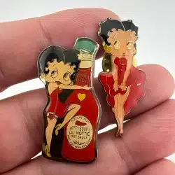Lot of 2 Betty Boop Lapel Pins including Lil Hottie Hot Sauce - Used