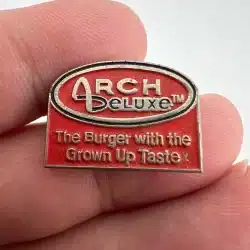 McDonald's Arch Deluxe The Burger With The Grown Up Taste Lapel Hat Pin - Used
