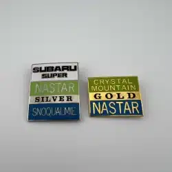Nastar Silver from Snoqualmie + Nastar Gold from Crystal Mountain Brooch Pins