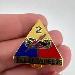 ARMY 2ND ARMORED DIVISION HELL ON WHEELS MILITARY PIN - V21 Stamped