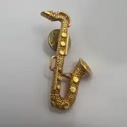 Gold Tone Saxophone Lapel Hat Pin