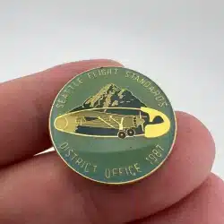 Vintage 1987 Seattle Flight Standards District Office Metal and Enamel Lapel Pin