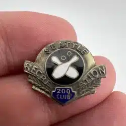 Seattle Recreation 200 Club Bowling Brooch Pin - Sterling - Used with buildup