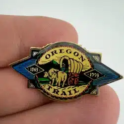 Oregon Trail Pin 1843-1993 Covered Wagon & Ox Vintage Lapel Hat Pin