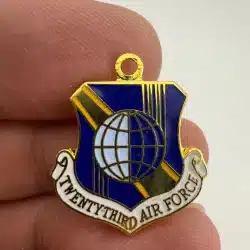 Twenty Third 23rd Air Force Shield Pin with charm hoop
