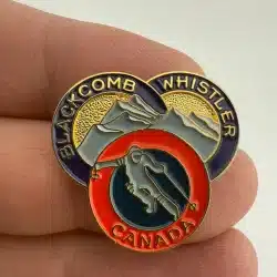 Blackcomb Whistler Canada Pin Brooch with mountains and skier