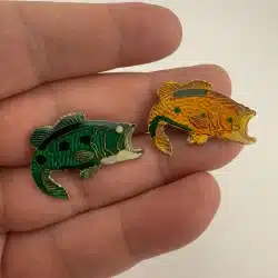 Lot of 2 Spotted Bass Fish - Green and Orange