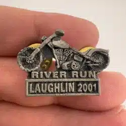 2001 Laughlin River Run Motorcycle Vest Lapel Hat Pin