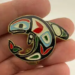 Colorful and Artistic Enamel Native American Indian Whale Pin