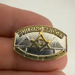 Grand Lodge Of Washington Building Bridges Lapel Hat Pin