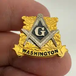 Washington State Square and Compass Mason Lapel Hat Pin - Gold and Silver Tone