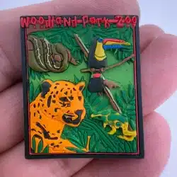 Woodland Park Zoo Souvenir Lapel Pin w/ 3D Rubber Snake, Tiger, Frog, and more
