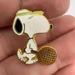 Snoopy Playing Tennis Pin Brooch - United Features - *Read Description*
