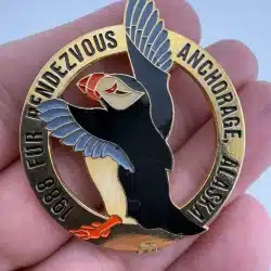 1988 Anchorage Alaska Fur Rendezvous Pin Brooch - Scratches