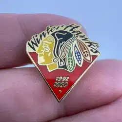 Vintage Portland Winter Hawks Junior Ice Hockey League Team Lapel Pin 1992 1993
