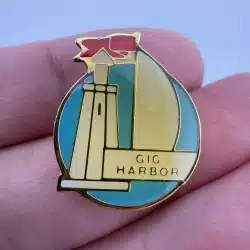 Vintage GIG HARBOR Puget Sound Washington Pin with Lighthouse and sailboat