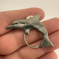 Vintage H. Adams Dolphin Pin for Scarf Glasses Badge Holder etc - Pewter?