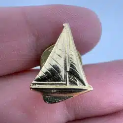 Small Gold Tone Sailboat Lapel Hat Pin