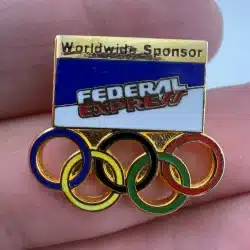 Federal Express Worldwide Sponsor Olympics Gold Tone Collectors Pin