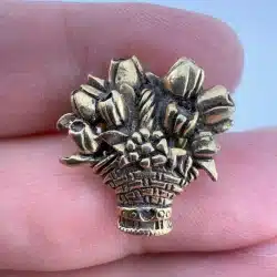 Vintage TULIP FLOWER BASKET Lapel Pin by CTA - Gold Tone
