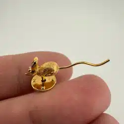 Small Gold Tone Mouse Lapel Hat Pin
