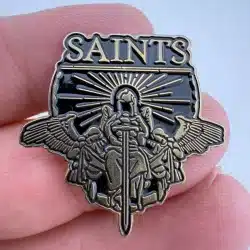 Saints Lapel Hat Pin - Black and Gold Tone
