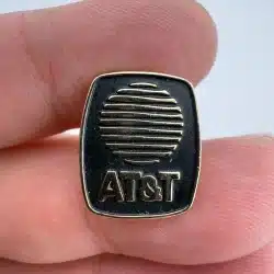 Vintage AT&T Lapel Pin - Black & Silver Globe Logo - 1/1/84 on back