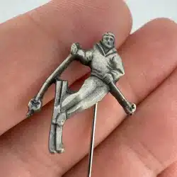 Vintage Ski Skier Skiing Stick Pin - Unsigned / Unmarked