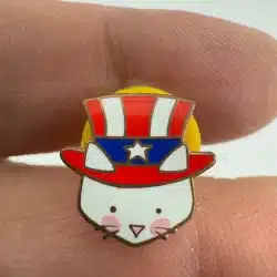 Uncle Sam Cat Lapel Hat Pin - Political Cat - Stamped Rick Geary - RARE
