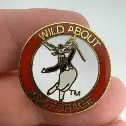 Wild About Anchorage Alaska Lapel Hat Pin - Moose Dancing